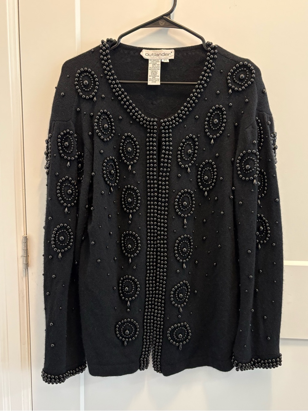 Vintage Wool & Angora beaded cardigan sweater